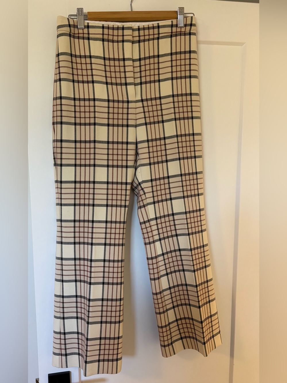Aritzia Wilfred Cream Espace/Rustique Lily Genie Check Flared Trouser Pants - Picture 2 of 9